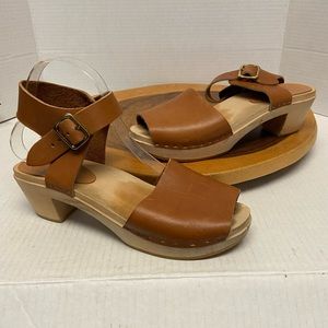 BRYR Made In America Wooden Stapled Leather Clog Sandal